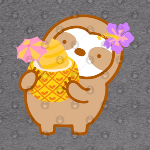 Cute Hawaiian Pineapple Soft Serve Sloth by theslothinme